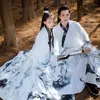 Tradycyjne białe hanfu dla mężczyzn atrament druk chiński taniec ludowy starożytna dynastia odzież para bajek hanfu sukienka BL403512957