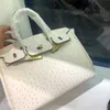 プラチナハンドバッグデザイナーオストリッチワニの手作りの白い牛革パターン30cmモデルロゴ本物の革