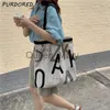 Borse da sera Dome Cameras PURDORED 1 Pc Letter Printing Borsa grande per la spesa Canvas Borsa da donna Tote Messenger Borsa a tracolla femminile casual Tote riutilizzabile J230630