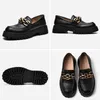 ドレスシューズbeautoday chunky loafers women本物の牛の革のプラットフォームシューズラウンドトートートーメタルチェーンスリップレディースフラット手作り27748 230630