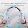 2023 New Ambient Light Hanging Neck Fan Lazy People Carry Around Sports Strong Wind Mute Mini Usb Rechargeable Leafless Fan Multi-position Adjustment With Display