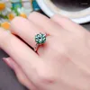 클러스터 링 2ct 그린 Moissanite 스레드 링 925 스털링 실버 다이아몬드 패션 주얼리 판매 통관 판매