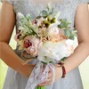 Fiori matrimonio Perfectlifeoh Rose artificiali in raso Bouquet da sposa Bouquet rusticoMatrimonio