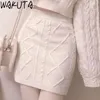 Werk Jurken WAKUTA Sweet Knit Cartoon Cropped Sweater En Short Skirt Womens 2 Piece Set Japanese Mori Girls Outfits 2023 Spring Chic