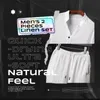 Men's Polos 2 Pieces Linen Set Summer Outfits Ice Silk Two Piece Suit Thin Short Sleeve T Shirt Plus Size Trousers 230630