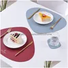 Mats Pads Pu Faux Leather Tableware Waterproof Non-Slip Insation Nordic Style Christmas Dinnerware Placemat Coaster Cup Mat Drop D Dhtff