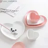 Set di stoviglie Stoviglie in ceramica smerigliata Piatto da colazione Piatto a cuore d'amore Ciotola a forma di cuore Piatto per coppia Piatti da dessert creativi hollowware T191218 Z230630