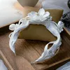 Hair Clips Handmade White Flower Brides Leaves Tiaras Headpieces Bridal Soft Hairbands Wedding Accessory Prom Head Wear