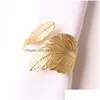 Napkin Rings Electroplated Antique Gold Leaf Ring Feather Buckle Vintage Leaves Tissue Fall Festival Party Table Decor Drop Delivery Dh8Pa