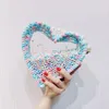 Bolsas de noite Angelatracy 2023 Pearl Transparent Acrylic Fashion DIY Weave Heart Shape Material Kit Messenger Crossbody Bag Totes Handbag