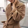 Women's Trench Coats 2023 Autumn Women Coat Solid Color Double Breasted Mid-Length With Belt Overcoat Winter Loose Casual Female Outwear