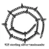 Lustre Fine Argento Sterling 925 5mm Diamanti Sintetici Catena Wakanda Pantera Stile Rotondo Nero Moissanite Collana