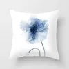 Kudde/dekorativ nordisk stil blå blått blomma abstrakt kort tryck persika kast täckning