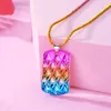 Pendentif Colliers Lovecryst 1pcs Fade Couleur Forme Carrée Pour Enfants Filles Mode Cadeaux D'amitié