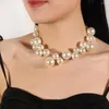 Choker Big Pearls Beads Collier Choke pour les femmes Colliers courts Clavicule Bijoux