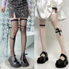 Women Socks Summer Silky Ultra Thin Sheer Thigh High Stockings Vintage Gothic Punk Sword Printed Harajuku Over Knee Long