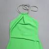 mint green halter women lady bandage dresses bodycon fluorescence mini sexy daily casual summer beach vacation holiday outfits 5318