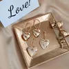 Dangle Oorbellen Flatfoosie 2 Paar/set Love Heart Drop Voor Vrouwen Goud Kleur Kan Open Oorbel Sets 2023 Mode Creatieve delicate Sieraden