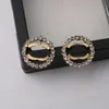18K Gold Plated 925 Silver Luxury Brand Designers Letters Stud Ear Hook Geometric Famous Women Round Crystal Rhinestone Pearl Earring Wedding Party Jewerlry