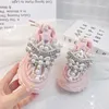 Athletic Outdoor Princess Pink Pearls Spring Autumn Chiles Shoes Crystal Toddler Girls Sneakers Mesh Breattable Fashion Casual Kids 26 38 230630