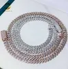 Duas fileiras moissanite diamante hip hop gelado jóias colares para mulheres fantasia sterling sier cubana link chain