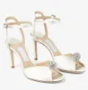 Perfect 2023 Bridal Wedding Sacora Sandals Shoes White Pearl Women Pump Ivory Floral Lace V-cut Peep Toe Party Wedding Lady High Heels EU35-43 With Box