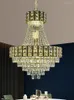 Chandeliers Modern-Style Luxury Crystal Chandelier Atmosphere Lamp For Living Room Bedroom Model Villa Duplex Floor Hanging Light