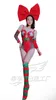 Abbigliamento da palcoscenico Costume natalizio da donna Spettacolo per adulti Rave Party Dance Outfit Red Shining Crystals Feathers Body Tute