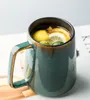 Muggar 700 ml Europa Retro Ceramic Mug with Spoon Coffee Creative Office Tea Drinkware Couples Gift 230629