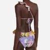 Maillot de bain femme mode colorblock imprimé floral à volants maillot de bain une pièce évider push up bikini ensemble sexy dos nu cordon maillots de bain