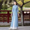 Ropa étnica 2023 Ao Dai Cheongsam elegante vestido chino Aodai Oriental flor estampado gasa Qipao Vietnam mujeres