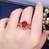 Cluster Rings Fine Jewelry 925 Sterling Silver Inset With Natural Gemstone Women's Luxury Red Topaz Adjustable Ring Support Detection