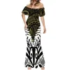 Vrijetijdsjurken Zomer Strapless jurk Elegantie Dames Zwart 2023 Samoa Hawaï Polynesië Schouderafhangend Feest Formele gelegenheden