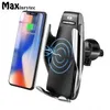 Cargador inalámbrico de coche con sensor automático para iPhone Xs Max Xr X Samsung S10 S9 Soporte de teléfono de carga inalámbrico rápido por infrarrojos inteligente s5 caliente