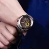 Zegarek 2023 Megir Męska tarcza kawiarni Chronograph Kwarcowe zegarki mody Analog stali nierdzewnej dla mężczyzny Luminous Hands