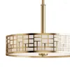 Lampade a sospensione cinese di lusso in ferro oro luci soggiorno villa el studio domestico moderno rotondo decorativo a sospensione a LED