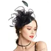 Headpieces Women Fascinator Headband Cocktail Head Flower Mesh Feather Wedding Tea Party