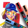 마커 UNI POSCA 마커 펜 세트 팝 광고 포스터 포스터 낙서 펜 컬러 광택 멀티 컬러 펜 PC1M PC3M PC5M