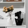 Vases Art Moderne Style Nordique En Céramique Boucle D'oreille Visage Vase Sculpture Artisanat Créatif Femme Corps Pot De Fleur Salon Chambre Décor À La Maison x0630