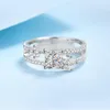 Clusterringe WINWOS18K Gold Sterling Silber Mossanne Ring Ausgezeichneter Schliff Diamanttest Bestanden Mädchen D Farbe Hohe Qualität Hochzeit S