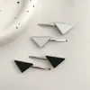 Pink metal designer hair clip smooth lady black white purple engrave letter couple gift triangle hairpin designer accessories enamel simple plated silver ZB046