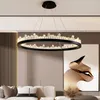 Hanglampen moderne kristallen buis LED -verlichting goud/black metal woonkamer kroonluchter licht dineren hanglamp