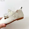 Nuevos zapatos de princesa individuales para niñas, zapatos planos de perla poco profundos para niños, zapatos con lazo para bebés, primavera otoño 2022, regalo para fiesta de boda L230518