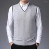 Men's Vests Autumn And Winter Men's Sweater High Quality Vest Business Work Casual Gentleman V-Neck Pullover Fashion Knitted Coat