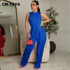 Dostyki dla kobiet CM Yaya Elegancki bluzka zbiornika dresowego i frędzla boczna prosta spodnie Suit Streetwear Ins Dwa 2 -częściowe stroje 230629