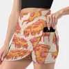 Skirts Pizza Pattern Women Sports Lining Skirt Tennis Dance Fitness Short Printed Food Fast Color Colorful Yellow