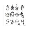 Band Ringen Groothandel 12 Stks/partijen Punk Dier Set Sier Plated Opening Verstelbare Motorfiets Sieraden Yao Drop Levering Ring Otoep