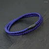 Charm Bracelets 2023 Double Layer Paracord Men's Bracelet 4mm Keel Rope Braided Braclet Black Knob Magnetic Buckle Leisure Party Friendship