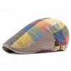 2020 Spring Summer Color Plaid Newsboy Caps Men Cotton Flat Peaked Hat Women Painter Basker Hattar 05