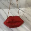 Bolsas de noite Designer de luxo Lip Shape Strass Bling Purse Crystal Diamond Shoulder Bags Diamond Handbags Cosmetic Lip Bag For Woman 220614 Z230701